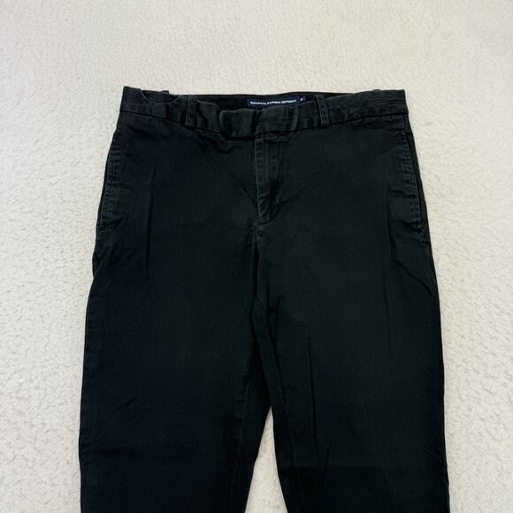 Ralph Lauren Pants Womens 10 Black Straight Leg Chino Cropped Mid Rise Preppy - Picture 3 of 10